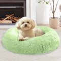 JOLLYVOGUE Calming Small Dog & Cat Bed for Indoor Cats - 20 inches Washable Donut Bed for Kittens & Puppies, Anti-Anxiety Round Fluffy Plush Pet Beds (Fits up to 15 lbs, Light Green)