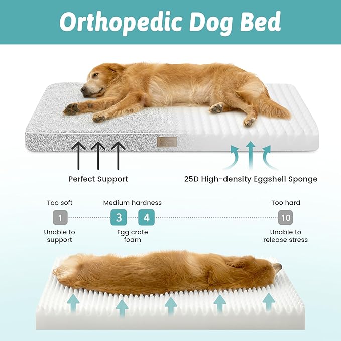 Dog Crate Bed for Small Size Dogs, Rectangular Orthopedic Cat Beds, Foam Anti-Slip Bottom Pet Mat with Washable Removable Cover, Suitable for Pet Up to 30 lbs, 24x16x3 inch, Grey