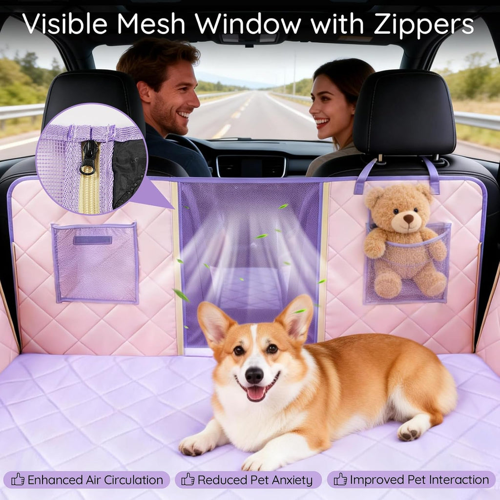 Back Seat Extender for Dogs Hard Bottom, Dog Car Seat Cover for Back Seat Holds 420lbs, Sturdy Backseat Dog Platform for Large Breed Dogs, 600D Oxford & Waterproof Pet Hammock for Cars, SUVs & Trucks