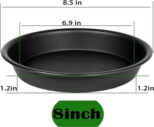 2 Pack of 8 inch Plant Saucer Clear, Heavy Duty Plastic Plant Water Tray 8 inch Round, Flower Plant Saucers for Indoors No Holes, Plant Dishes Saucer for Planter 7"/8" (8", Black)