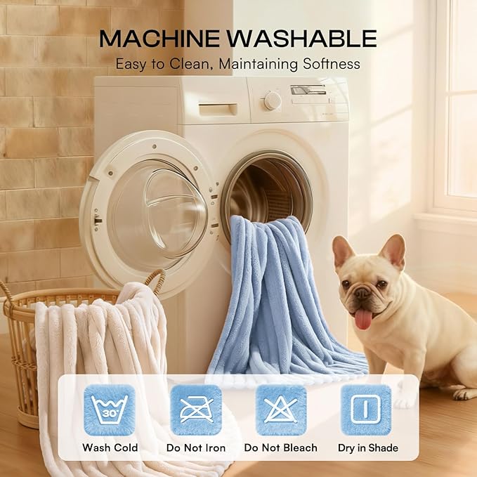 LINENLUX 1 Pack 3 Soft Dog Blanket Washable Warm Fleece Cat Blankets for Pet Puppy Fluffy Calming Flannel Pink/White/Blue Small