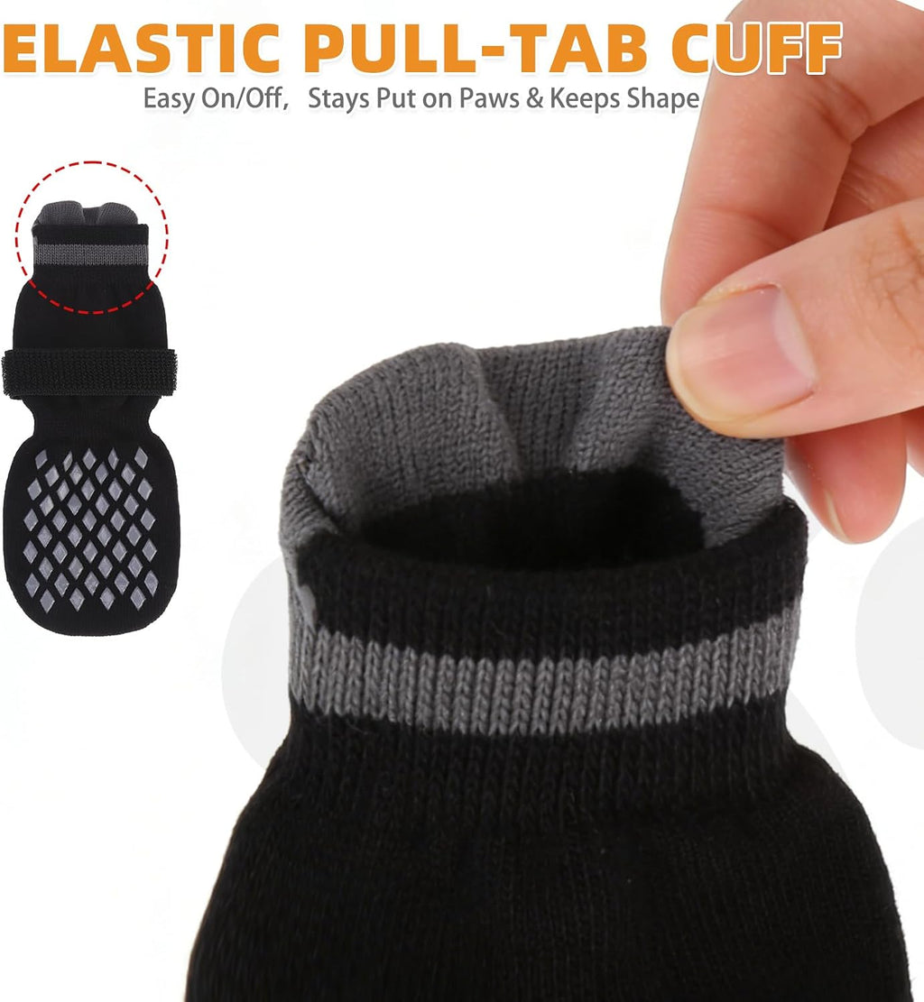 Anti Slip Dog Socks Shoes for Hot Pavement to Prevent Licking Paws Scratching, Pet Boots & Paw Protector for Hardwood Floors, Dog Grip Booties for Small Medium Large Senior Dogs, Black M
