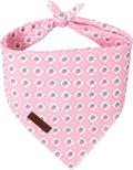 Spring Dog Bandana, UP URARA PUP Strawberry Triangle Bid Scarf for Medium Large Dogs, Cotton Kerchief for Girl Boy Puppies, Cute Spring Pink and White Bandana,S