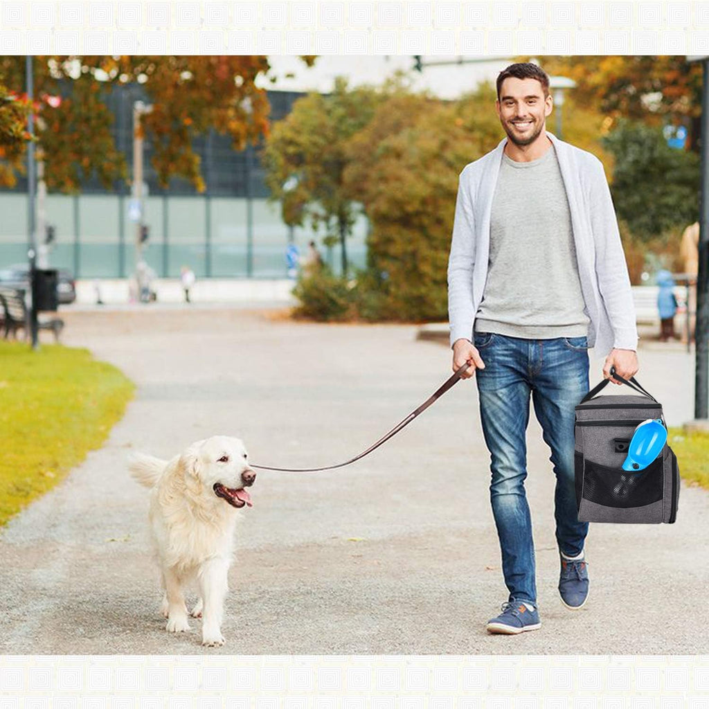 Teamoy 2 Layer Dog Travel Bag, Pet Supplies Weekend Tote Organizer, Gray | Large Dog Bag for Supplies with 2 Silicone Collapsible Bowls, 2 Food Carriers, 1 Water-Resistant Placemat