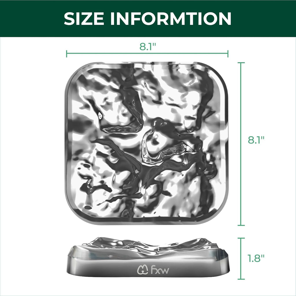 FXW IntoFlow Stainless Steel Dog Lick Mat, Patent Pending | Dishwasher Safe, Durable 304 Stainless Steel, 184 Textured Grooves, Grooming Support, For Soft Treats