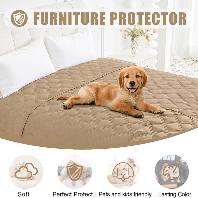 Smiry Waterproof Dog Bed Cover Blanket 40x50, Soft Reversible Pet Blanket, Washable Leakproof Cats Dogs Couch Cover for Sofa, Couch, Furniture, Camel/Camel