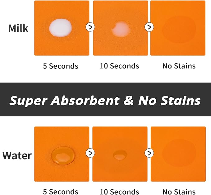 Dog Food Mat - Absorbent Cat Mat for Food and Water, No Stains Pet Feeding Bowl Mat, Easy to Clean Pet Placemats, Quick Dry Dog Water Dispenser Mat for Messy Drinkers | Orange 16"x 24"
