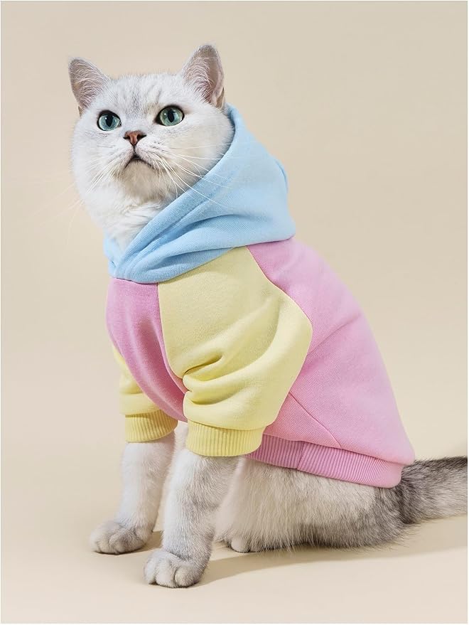 QWINEE Basic Dog Hoodie Sweatshirt Puppy Sweater Warm Cat Costumes Pet Clothes for Chihuahua Puppy Kitten Small Medium Dogs Pink Small