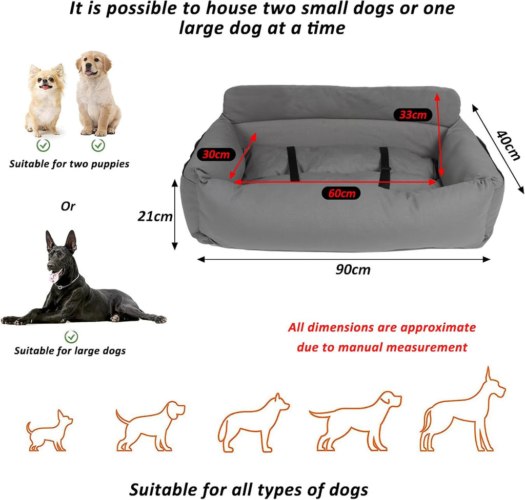 Dog Car Seat with Fixed Base & Safety Belt, Seat for All Dogs, Memory Foam Seat Booster, Waterproof and Washable
