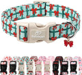 Christmas Dog Collar for Large Dogs - Cute Festive Plaid with Red Bow Christmas Collars for Dogs, Soft Adjustable New Year Dog Collars with Quick Release Buckle L