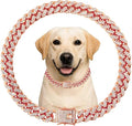 Cuban Link Dog Chain Collar Rose Gold Crystal Dog Necklace Metal with Design Secure Buckle Pet Collar Jewelry Accessories for Small Medium Large Dogs Cats(Rose Glod 22inch)