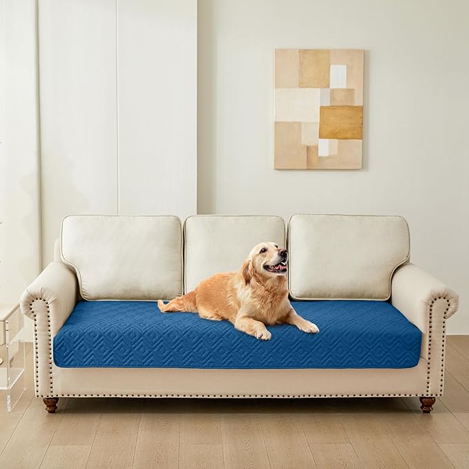 hyha Waterproof Dog Blanket, Soft Pet Bed Blankets, Waterproof Sofa Couch Cover for Dogs Washable, Reversible Pet Couch Covers for Sofa Furniture (30x90 Inch, Navy Blue/Blue)