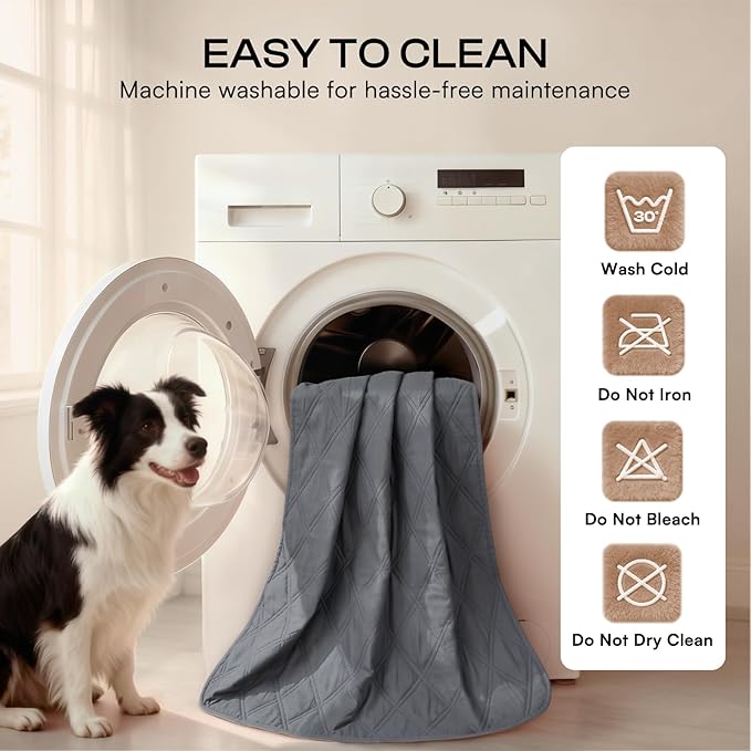 Luciphia 100% Waterproof Couch Cover Blanket for Dogs Anti-Slip Pet Couch Protector Sofa Mat Puppy Cat Blanket with Non-Slip Bottom, Grey, 82x82 Inch