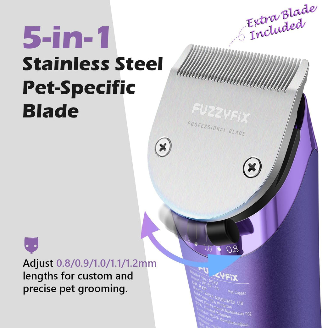 Professional Dog Grooming Clipper with Replacement Blade, 5-in-1 Adjustable Blade Cordless Pet Grooming Kit 2 Speed Rechargeable Trimmer Hair Shaver with Detachable Metal Combs Nova for Animal Horse