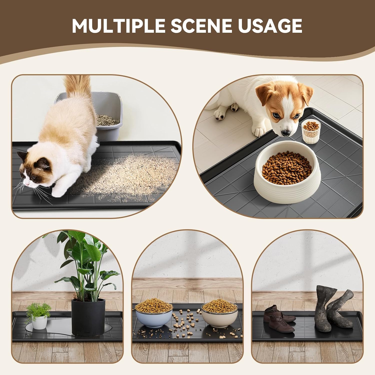 Holiwei 35.4" 2PC Dog Crate Tray Replacement fit for Metal Dog Crate Dog Cage Pans Plastic Tray