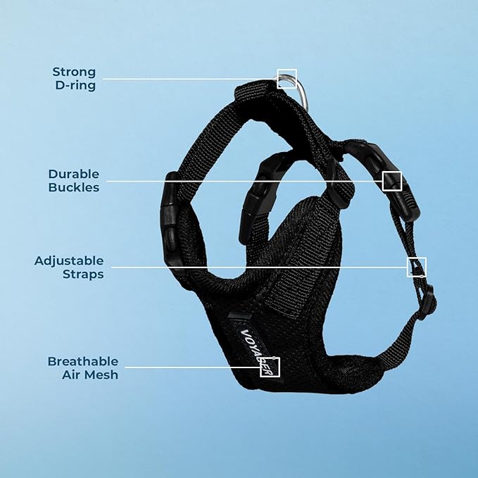 Voyager Step-in Pet Harness - All Weather Mesh, Adjustable Step in Harness for Cats and Dogs by Best Pet Supplies - Black, S