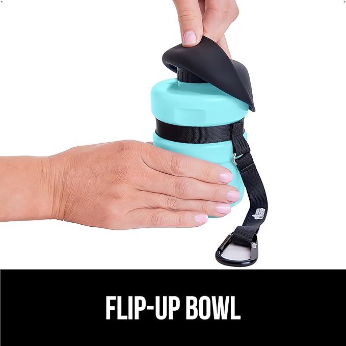 GORILLA GRIP Dog Water Bottle, Portable Water Bowl Dispenser for Dogs, 16 oz Leak Proof Pet Travel Squeeze Bottles Food Grade Silicone, Pet Stocking to Go Puppy Essentials, Turquoise