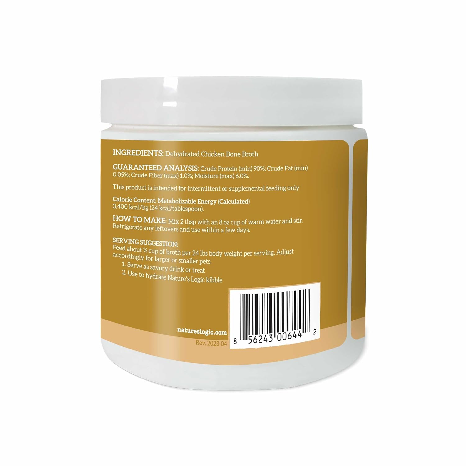 NATURE'S LOGIC Dehydrated Chicken Bone Broth Powder - Dog & Cat Topper, 6oz | 100% natural dog & cat topper, Rich in glucosamine & chondroitin, Boosts immune system, Gluten-free, No synthetic ingredients