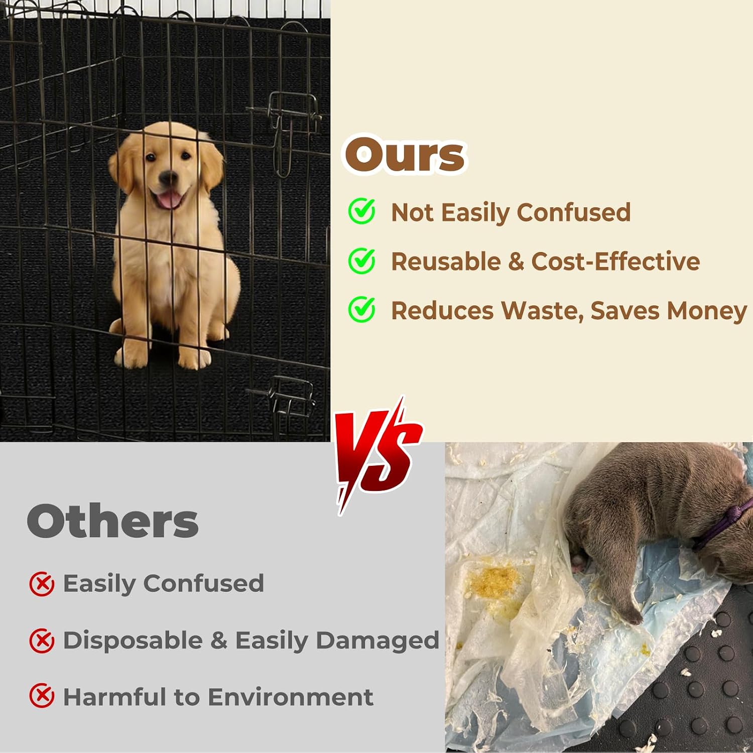 Dog Crate Mat, 60 in X 74 in Dog Playpen Mat Kennel Mat | Waterproof Non-Slip Reusable Washable Floor Protector Extra Large cages Puppy Pee Pad for Under Dogs Crate Black
