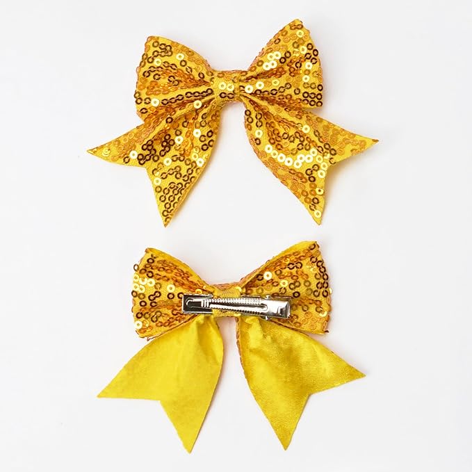 3-inch Sequined Bow Hair Clips For Baby Girls, Toddler, Kids and Young Women Birthday Party Wedding Christmas Occasions Pet Accessories Set of 2 (Dark Purple)