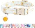 Faygarsle Sunshine Pattern Dog Collar, Adjustable Cotton Fabric, Cute Design for Small Medium Large Dogs L
