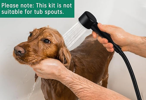 3 Mode Dog Shower Attachment, High Pressure Handheld Sprayer with ON/OFF Switch, G1/2" Metal Shower Diverter, 78 Inches Stainless Steel Hose, No Drill Hook, for Indoor Pet Bathing and Washing