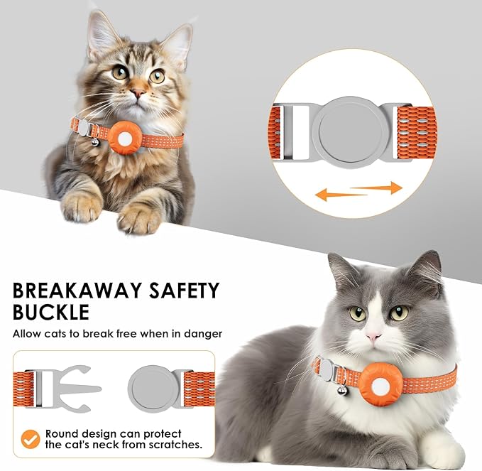 Cat Tracker, Lightweight Pet Tracker for Cats, Cat GPS Tracker Compatible with Apple Find My App(Only iOS), Real-Time Tracking, No Monthly Fee, Smart Alerts, Waterproof