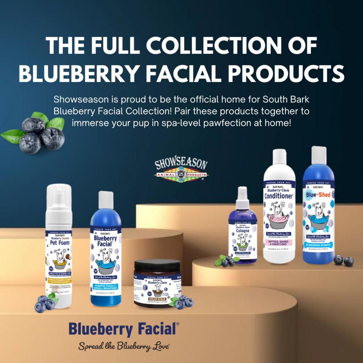 Combo Pack: Blueberry Facial® Shampoo & Blueberry-Clove Conditioner | Dogs & Cats | Combo Pack (2-12 oz.) Bottles | Brightener & Tear Stain Remover | Lasting Odor Eliminator | Adds Moisture