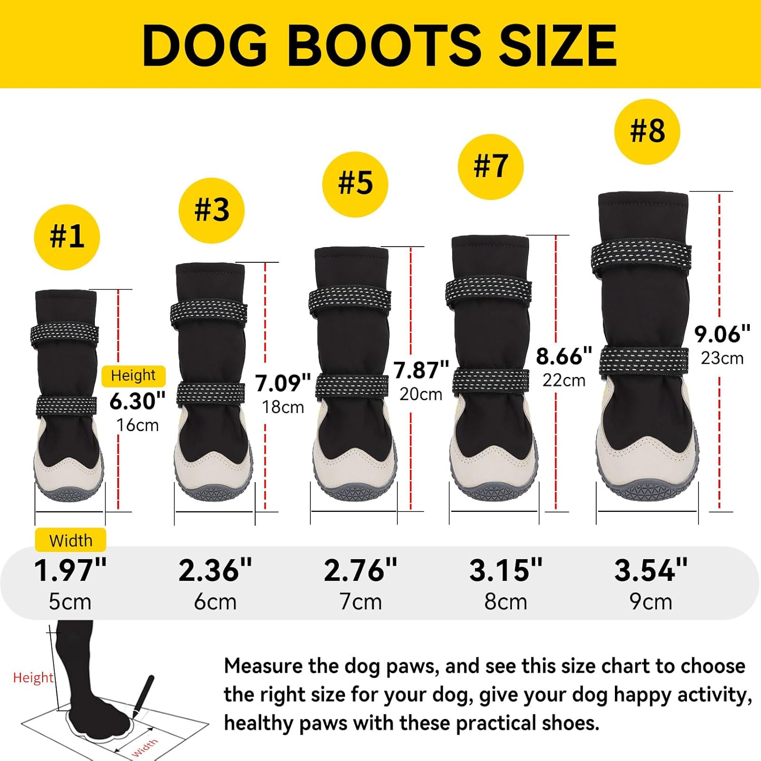 Enjoying Winter Dog Boots, Anti-Slip Long Legged Dog Booties Large Breed, Pet Shoes for Outdoor Snowy Rainy Day Paw Protection, Warm Doggy Walking Boots, Reflective Magic Straps, Adjustable, #8