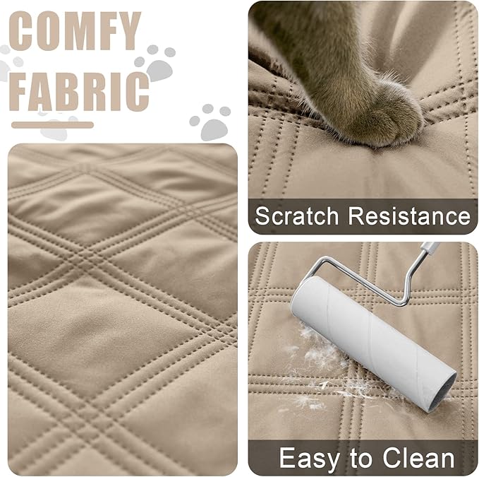 Smiry Waterproof Dog Bed Cover Blanket 68x82, Soft Reversible Pet Blanket, Washable Leakproof Cats Dogs Couch Cover for Sofa, Couch, Furniture, Taupe/Taupe