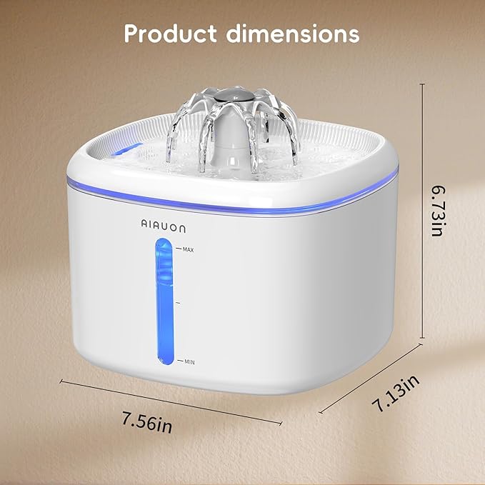 Cat Water Fountain,84oz/2.5L Pet Cat Fountain – Ultra Quiet Upgraded Automatic Pet Water Dispenser with 3 Replaceable Filters, Indoor Cat & Dog Drinking Bowl (with mat)