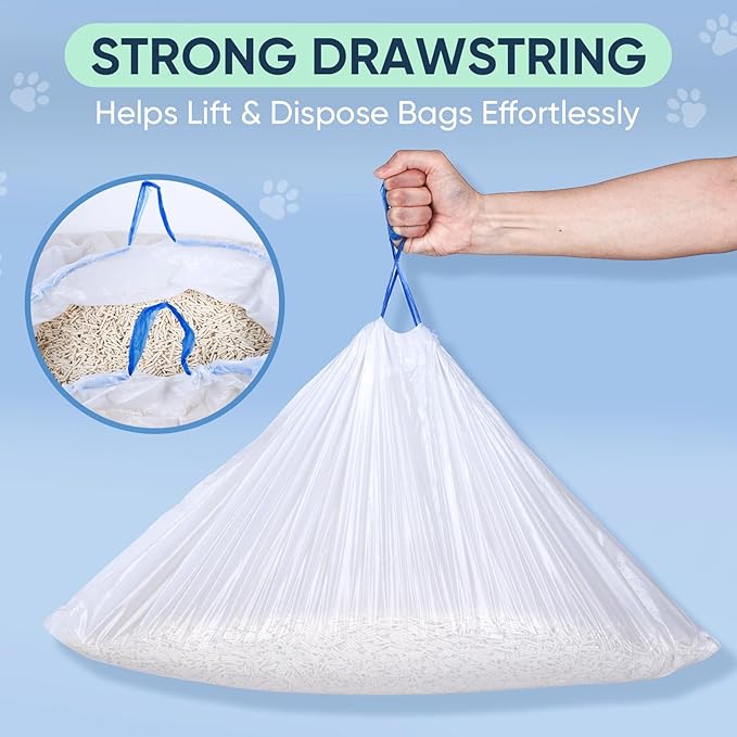 160 Count Cat Litter Box Liners Compatible with MeoWant-SCO1 & MeoWant-SCO2, Cat Litter Liners for Automatic Litter Box, Thick Heavy Duty Waste Bags with Drawstrings, 18.11" x 12.6"