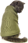 Stretchy Cat Sweater - 17 Colors & 6 Sizes | Snug Winter-Ready Knit for Boy/Girl Cats & Kittens (Olive Green, X-Small)