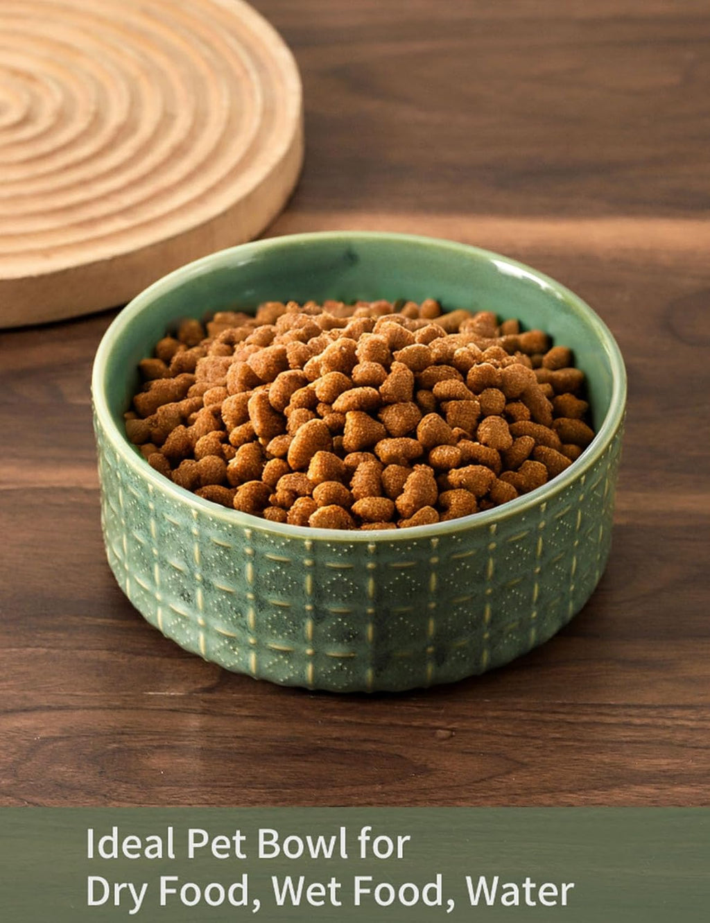 Ceramic Dog Bowl, 6.5 inch Pet Dog Food Bowl Water Bowls, Dogs Dish for Middle and Small Dogs, Puppy, Green