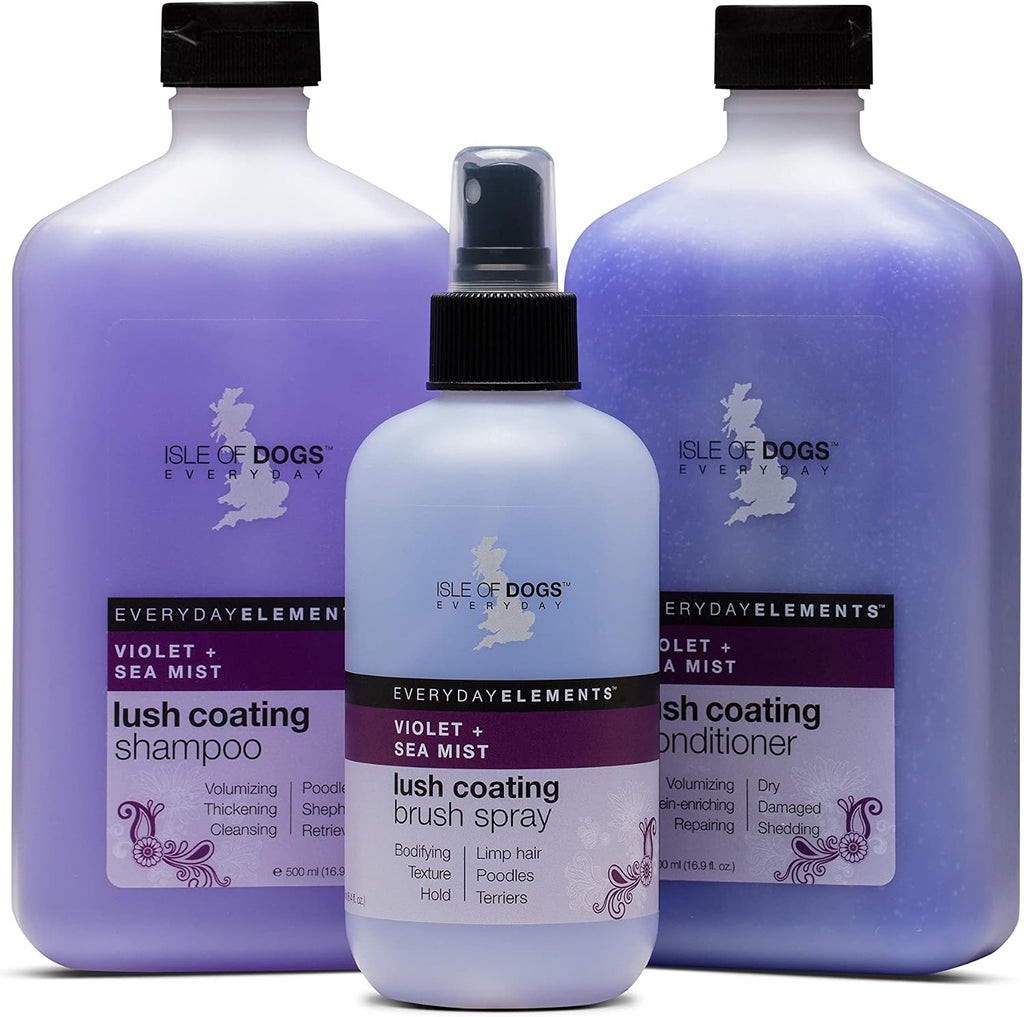 Isle of Dogs - Everyday Elements Lush Coating Conditioner For Dogs - Violet + Sea Mist - Pet Conditioner With Evening Primrose & Jojoba Oil For A Fuller Coat - Made in the USA - 16.9 Oz,Purple,710