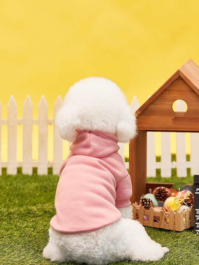 QWINEE Basic Dog Hoodie Sweatshirt Puppy Sweater Warm Cat Costumes Pet Clothes for Chihuahua Puppy Kitten Small Medium Dogs Black and Pink X-Small