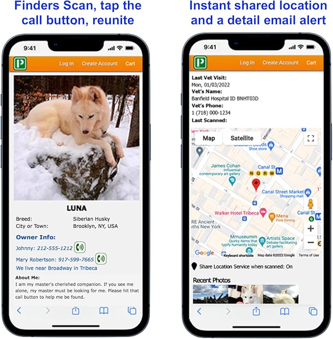 Pet Dwelling QR Code Pet ID Tag – Smart Dog & Cat ID Tags for Pet Safety, Free Personalized Online Profile, Instant Scan Alerts, AI Insights (Yellow Paw)