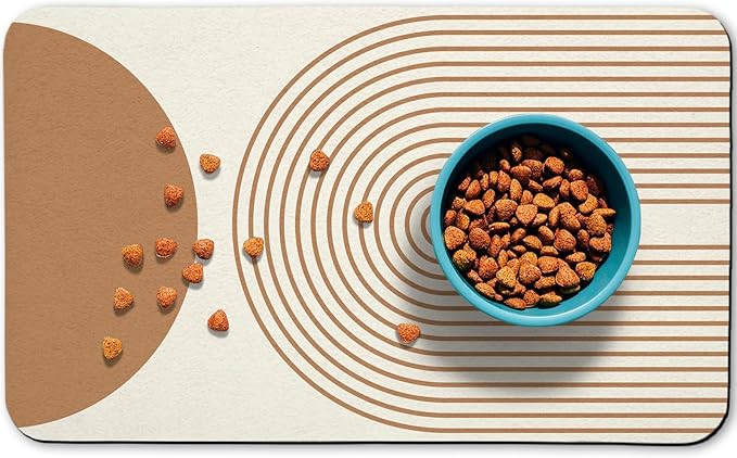 Dog Food Mats for Floors Waterproof, Cat Water Bowl Mats Pet Feeding Absorbent Mat Placemats for Food and Water Beige Bohemia 16 * 24 inch