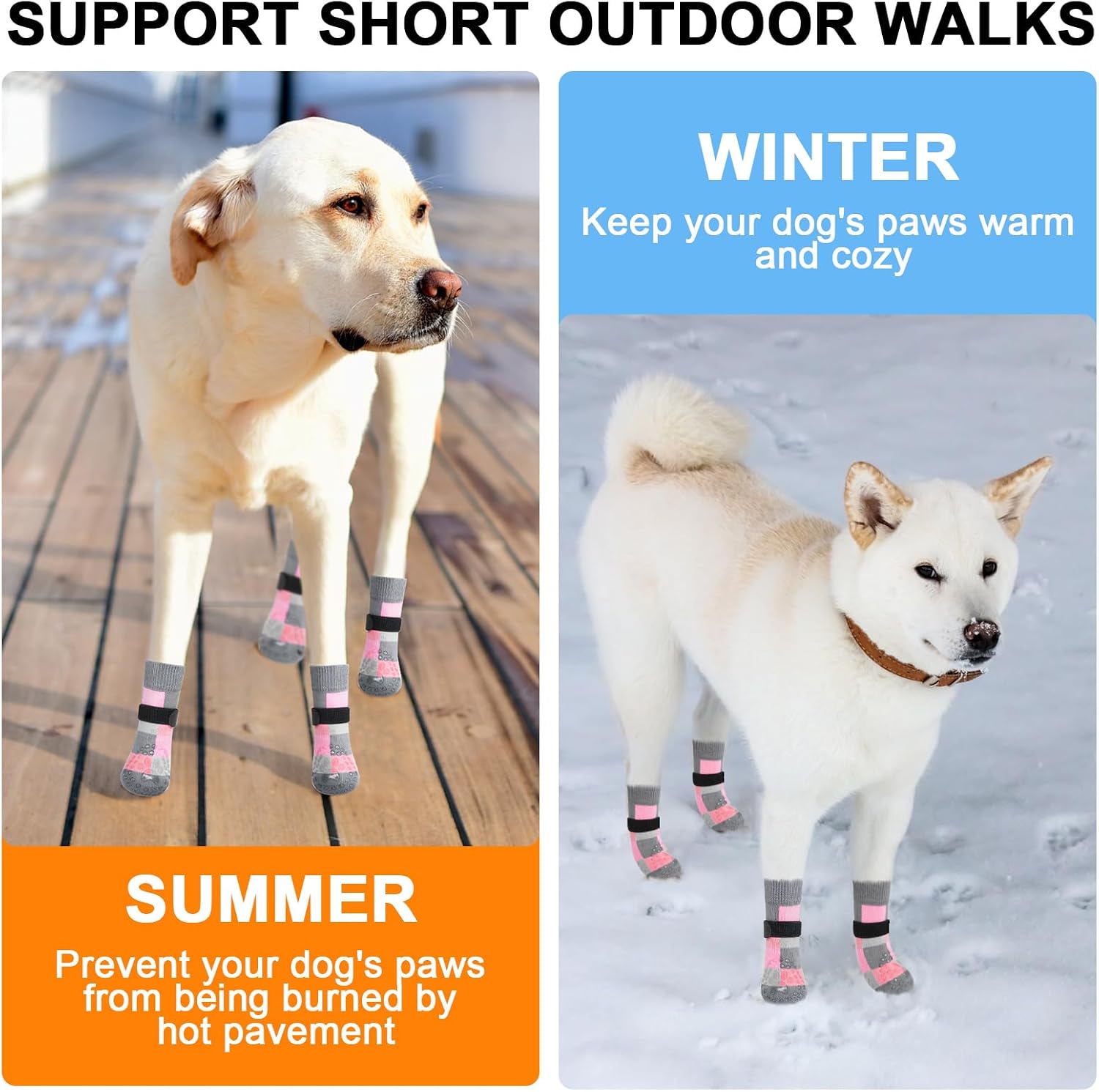 BEAUTYZOO Non Slip Dog Socks to Prevent Licking Paws, Dog Shoes Booties for Hardwood Floors Anti Slip-Thick Grip Works Even When Twisted-Paw Protector for Cold Pavement Small Medium Large Senior Dogs