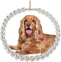 Chunky Pearl Dog Collar Large Breed (0.55 Inch), Adjustable Dog Necklace, Beaded Dog Collar Imitation White Pearls, Elegant Dog Jewelry Suit for Medium Large Dog 18.9"-21.4" Inner Circumference