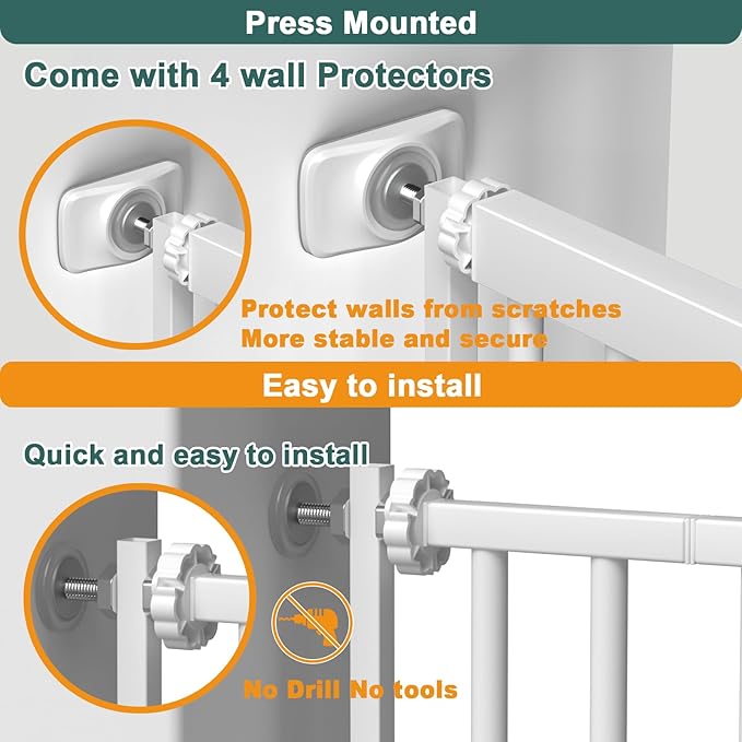 40.55" Tall, 61.61-69.48 Inch Wide, 1.37" Ultra Narrow Spacing Dog Pet Baby Gate Indoor for Doorway Hallway, Pressure Mounted 62 63 64 65 66 67 68 69 Inches Wide