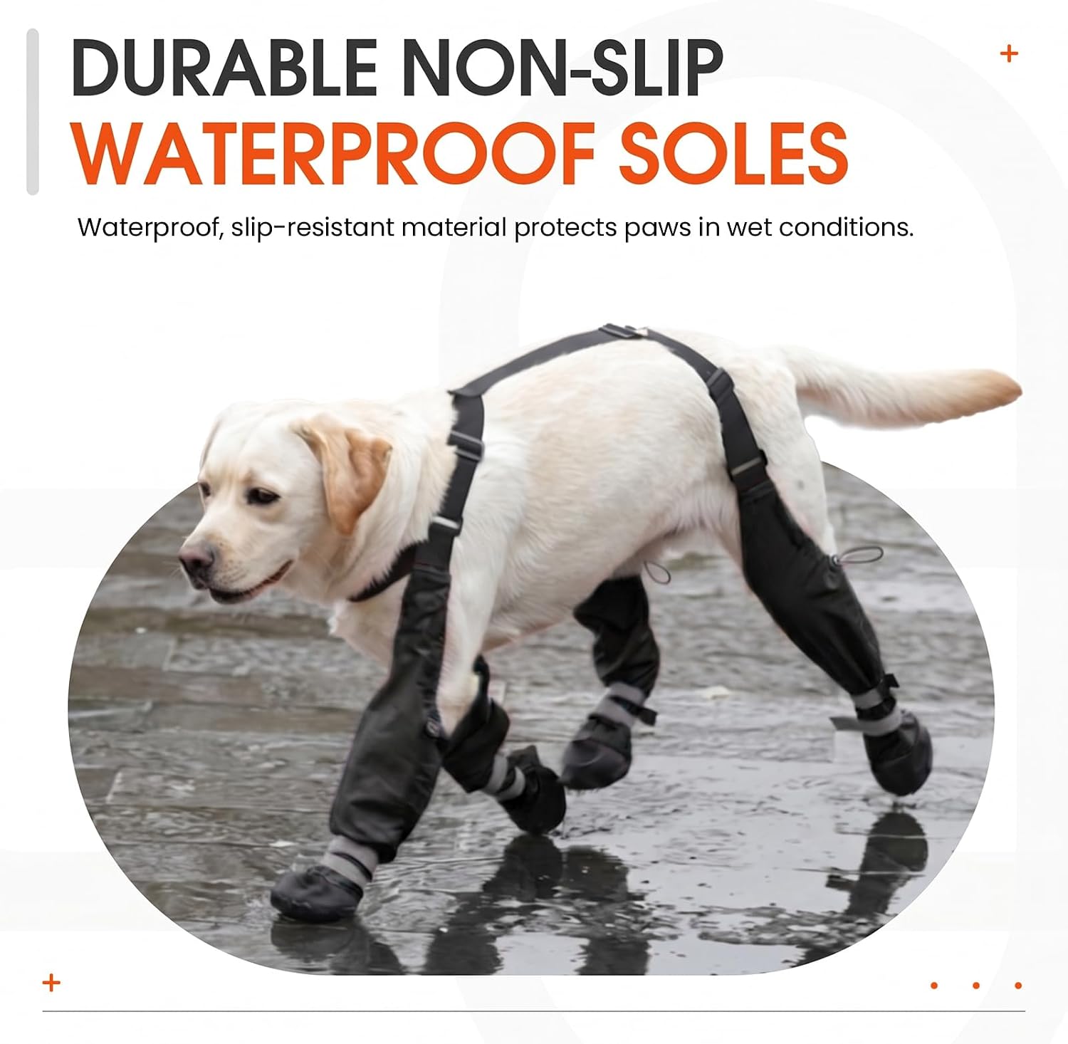 Waterproof Dog Suspender Boots Non-Slip for Small Medium (Black L | Dog Paw Protectors for Outdoor Walking Stay-On,Dirt-Proof Comfortable Booties