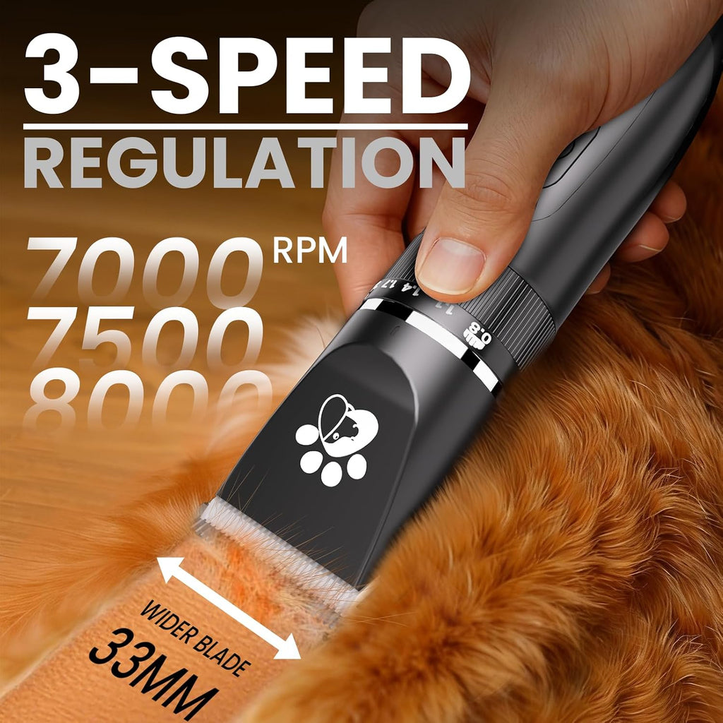 Coldspot Dog Clippers for Grooming, 3-Speed Low Noise Cordless Pet Grooming Kits with Ceramic Blades & LED Display for Dogs Cats Full Coat Hair
