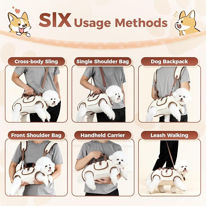 Hands Free Dog Backpack Carrier for Small Dogs, Yorkie Shoulder Carrier Sling Backpack Carriers Dog Lift Harness Portable Breathable Pet Carrier Backpack for Small Puppies (S, 4.4-8.8 lbs)