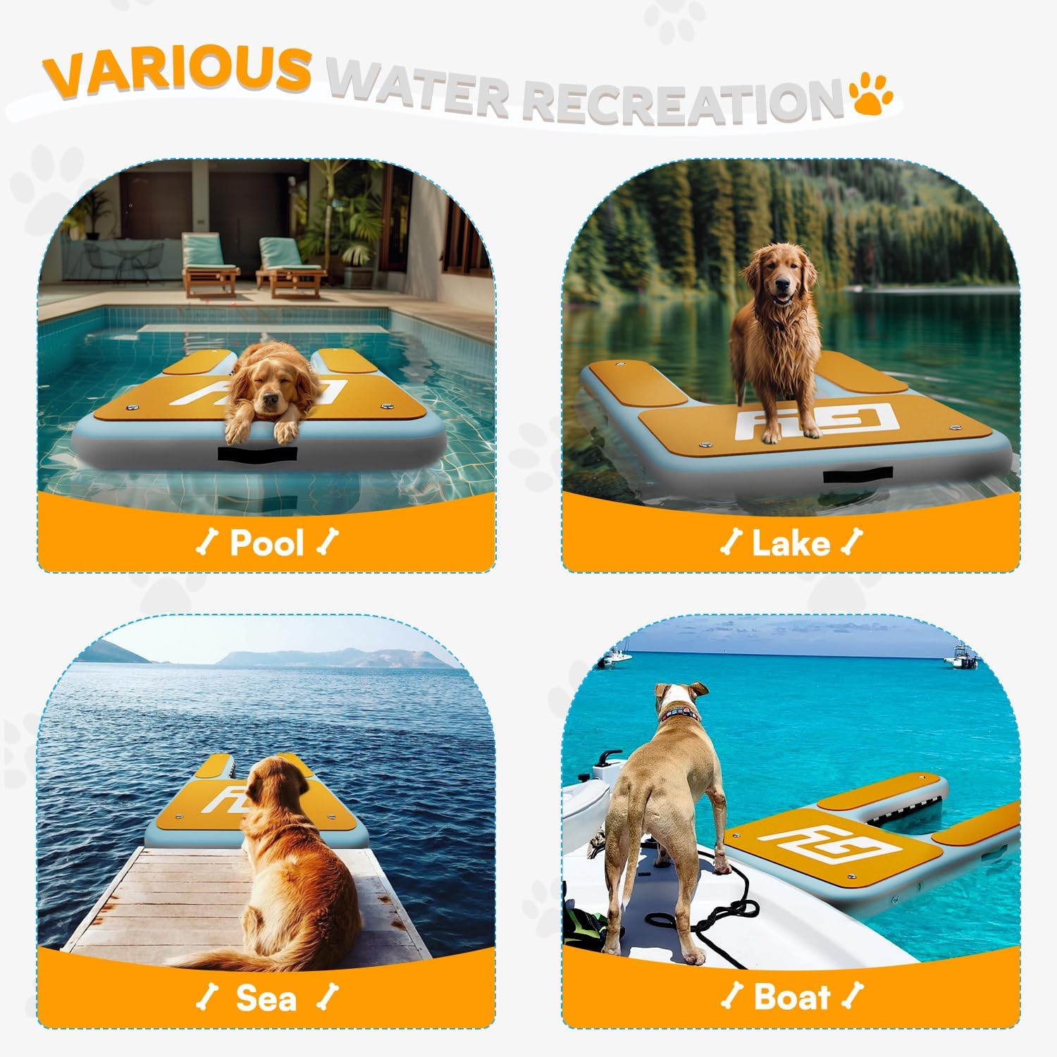 60×40" Dog Pool Ramp,Up to 230Lbs,Dog Ladder in Water for Boat/Pool | Fit Most Dog Size, 98% Area EVA Covered, Claw-Friendly&Stable, Pool Ramp For Dog, Quick Inflate&Travel-Friendly—With Full Kit