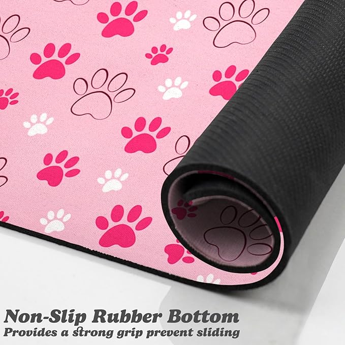 Dog Food Mat, Absorbent Water Bowl Mats Cat Pet Feeding Placemats Pink 24 * 32 inch