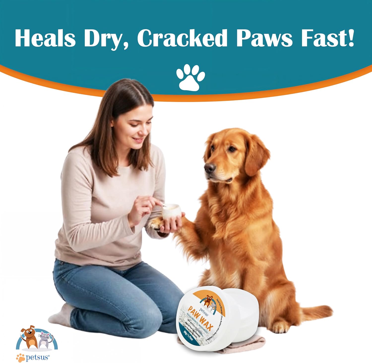 Dog Paw Balm – Lick-Safe Wax & Moisturizer for Dry, Cracked Pads, Nose & Snout – Natural Protection for Winter & Hot Pavement with Dead Sea Minerals, Shea Butter, Coconut Oil – 1.75 oz