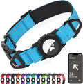 Joytale Airtag Dog Collar, Reflective Pet Collar with Waterproof AirTag Holder, Dual D-Rings, Soft Padded Adjustable for Extra Large Dogs, SkyBlue, XL