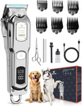 M&M STAR Dog Clippers for Grooming Thick Heavy Coats, All-Metal Body Low Noise Cordless Rechargeable Dog Hair Trimmer, Stainless Steel Blade, Professional Pet Grooming Kit for Dogs & Cats (Silver)