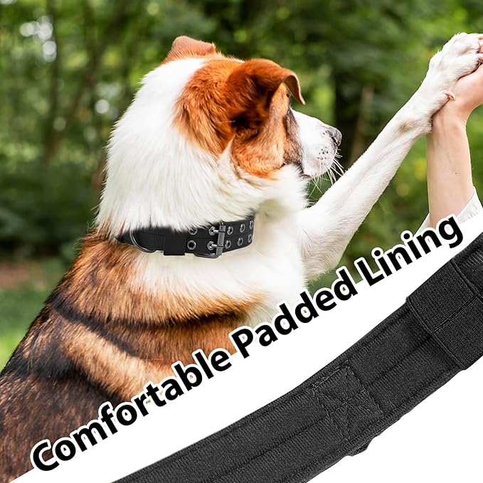 Tactical Dog Collar Military Adjustable Dog Collars Soft Nylon Training Collar with Patch Heavy Duty Metal Buckle Collars for Medium Large Dogs (Light Pink, XL)